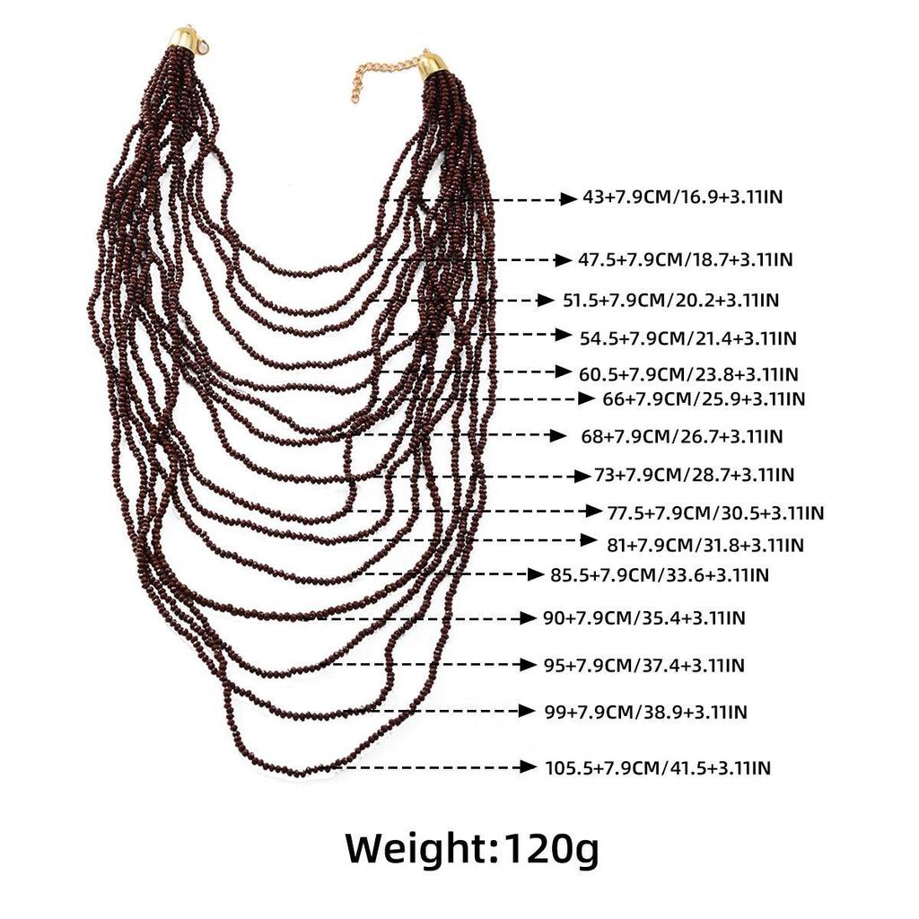 Z Nytt Flerlagers Handgjort Retro Etniskt Pärlhalsband i Böhmisk Stil för Kvinnor