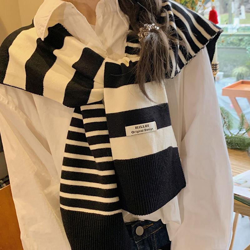 Women's Shawl Knitted Striped Shawl Cross Shawl Blouse Shoulders Fake Collar Cape Knotted Scarf For Women Outerwear