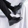 Men's shoes 2025 British style black casual leather shoes men's business dress big head work tide shoes 59011-R