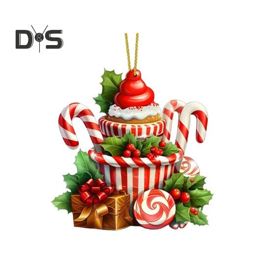 

Рождественское украшение подвесное украшение в виде леденца на палочке кекс десерт акриловая подвеска для рождественской елки двери окна декор красный