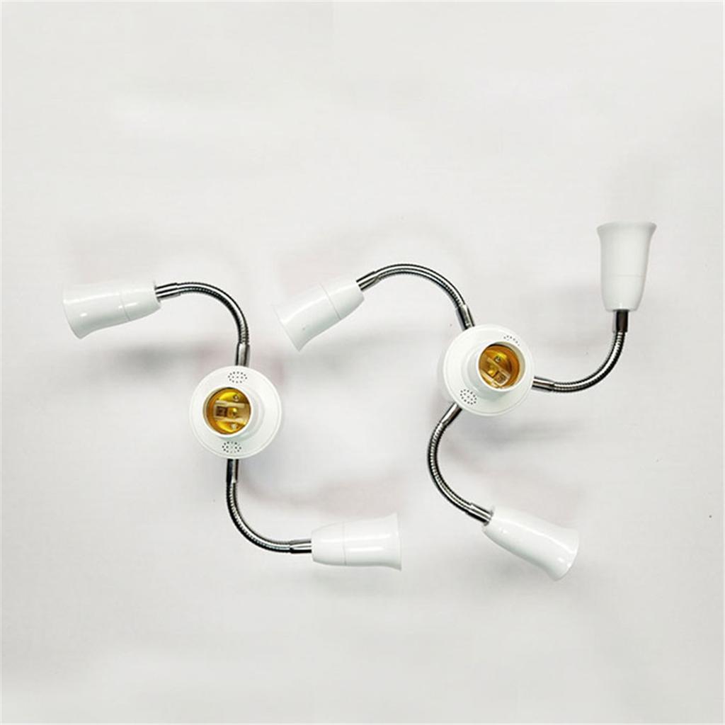 Adjustable White E27 Base Light Socket Splitter Gooseneck LED Bulbs Holder Converter with Extension Hose 3 4 5 Way Adapter