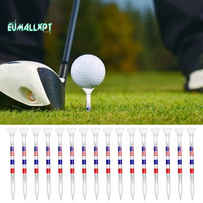 20 Pcs Unbreakable Golf Tees - Reduce Friction, 83mm, Plastic, American National Flag Print, Transparent