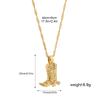 Tempusort 18K Gold Stainless Steel Zircon Necklace Western Cowboy Boots Engraved Vintage Pendant Accessories Jewelry