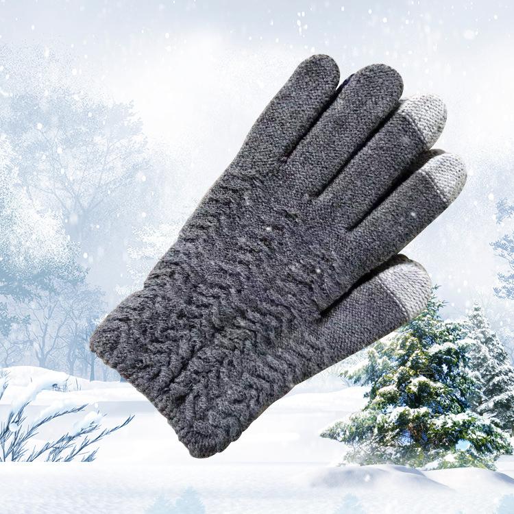 Winter Thickened Velvet Finger-covered Gloves Knitted Anti-freeze Warm Life Touch Screen Magic Gloves