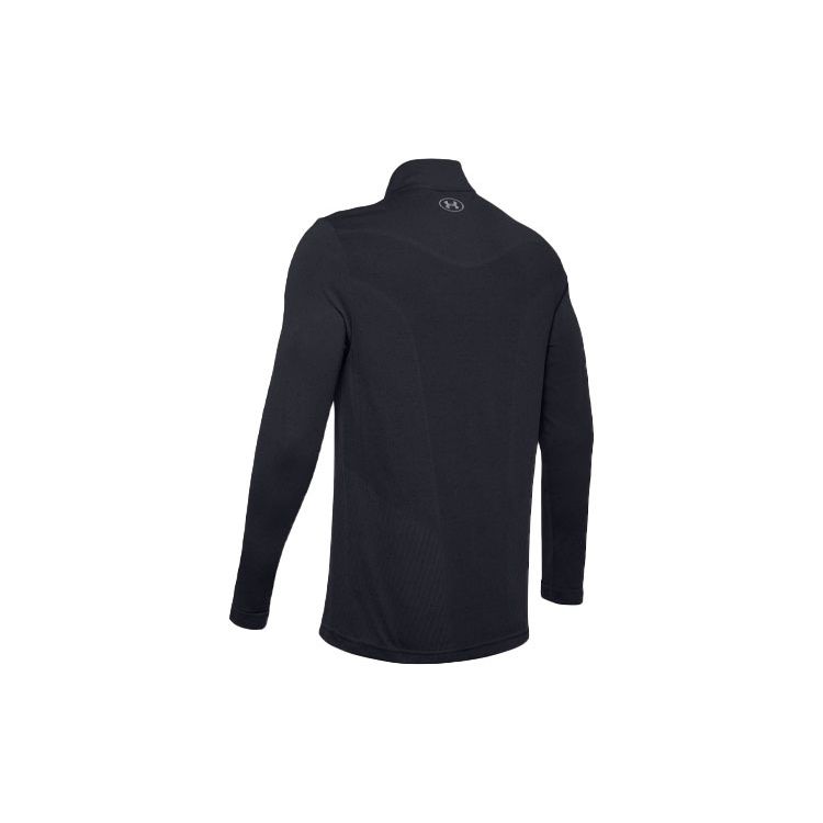 Under Armour Seamless 1/2 Zip Long-Sleeve Sports T-Shirt Men Tops Black 1351452-001