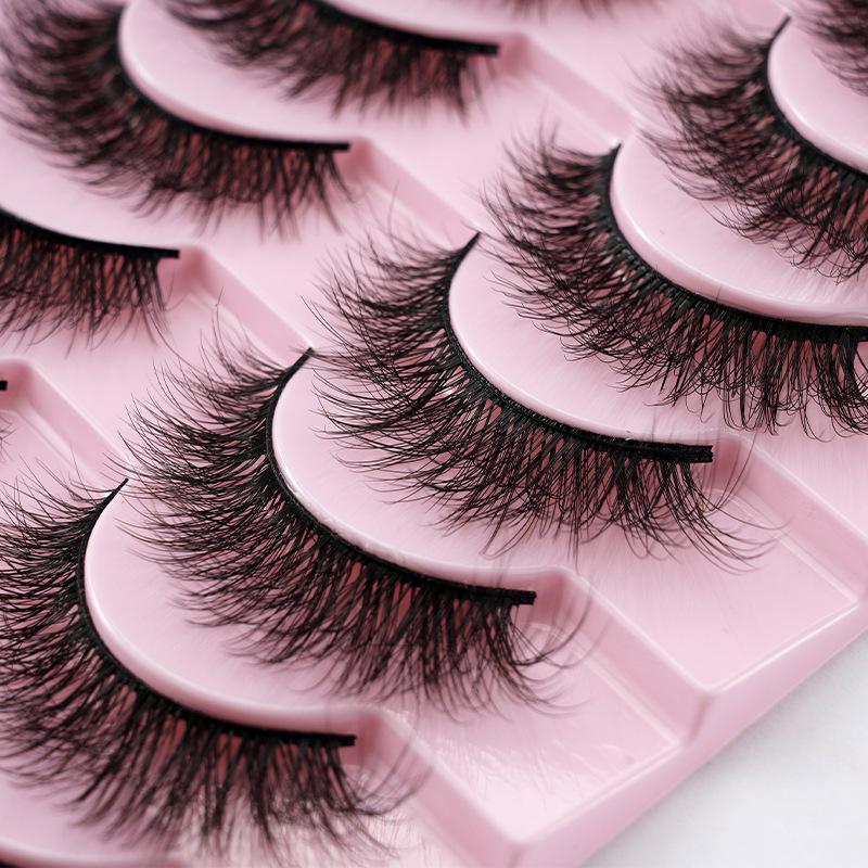 5D False Eyelashes - 10 Pair Pack: European & American Style, Multi-Layer, Soft, Natural, Dense