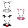 Flower Headband Necklace Set Mesh Halloween Hair Hoop Cute Bat Wings Hairband  Women