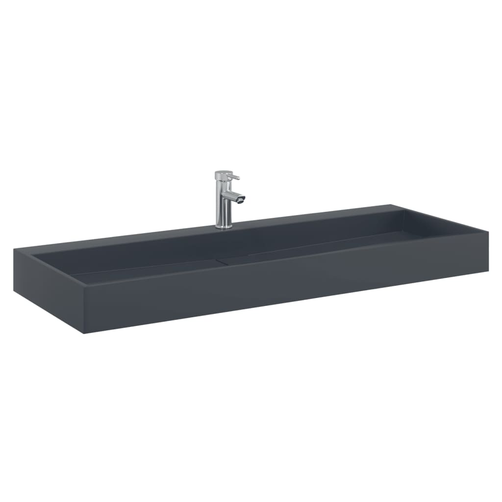 Vidaxl Sink, 120X46X11 Cm, Mineral Composite/Marble, Anthracite