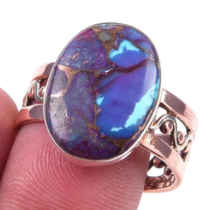 

Natural Purple Turquoise Gemstone 925 Sterling Silver Two Tone Ring Size 10 P4Q66