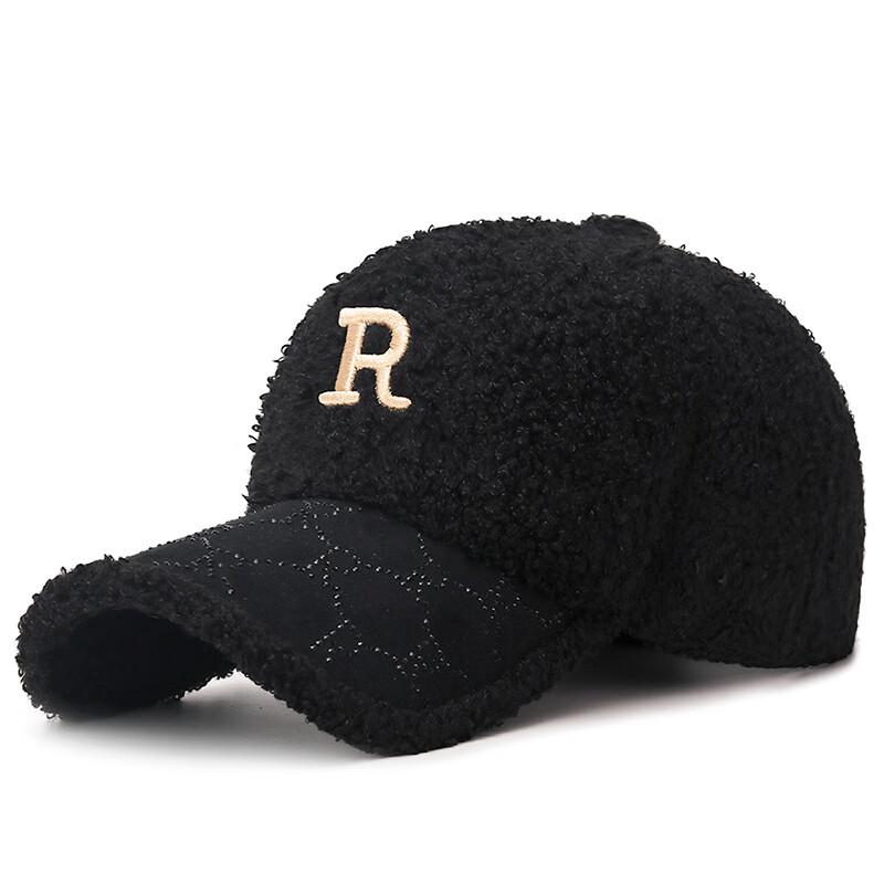 ZHENYUEQI Women's Teddy Fleece Rhinestone R-Letter Baseball Cap