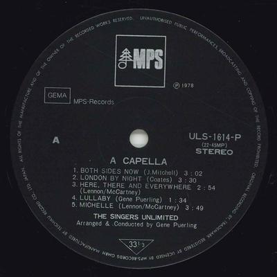 LP Record SINGERS UNLIMITED - A Capella ULS1614P MPS Japan Jazz Used