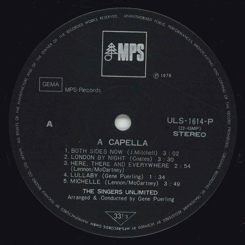 

LP Record SINGERS UNLIMITED - A Capella ULS1614P MPS Japan Jazz Used