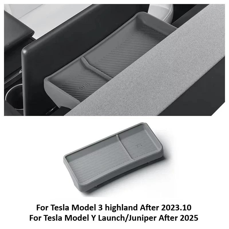 Central Control Storage Box For Tesla Model Y Launch/Model 3+ Highland ETC Bracket Tray Silicone GPS Instrument Panel Storage