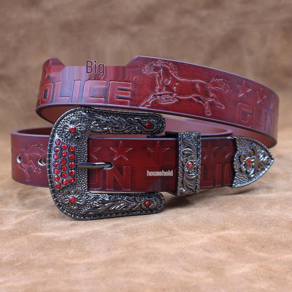 Men's Handmade Retro Leather Belt with Pin Buckle - Versatile for Jeans