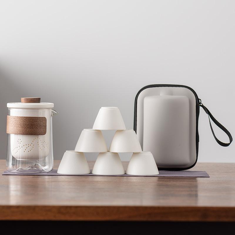 Travel Tea Set, Business Gift, Glass Outdoor Pot 2346 Ceramic Express Cup, Teapot