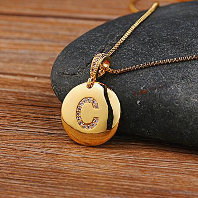 AIBEF Fashion Initial A-Z 26 Letter Necklace For Women Gold Plated Chain Charm Name Pendants Copper Jewelry Statement Girl Gifts