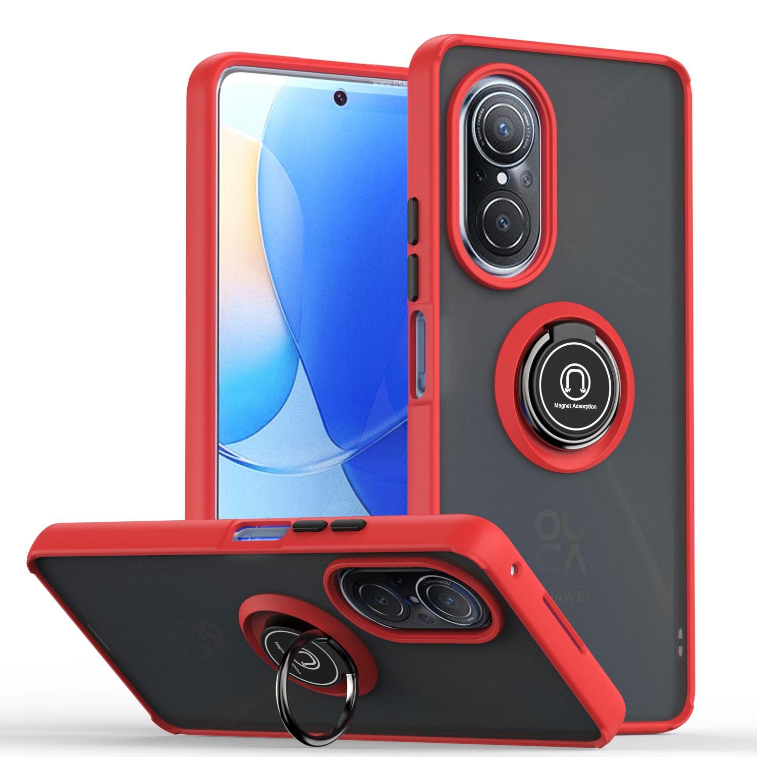 

Противоударный матовый чехол-броня с магнитным кольцом для Honor 50 SE huawei Nova 9 SE Чехол-подставка с магнитным держателем-кольцом for Honor 50 SE красный