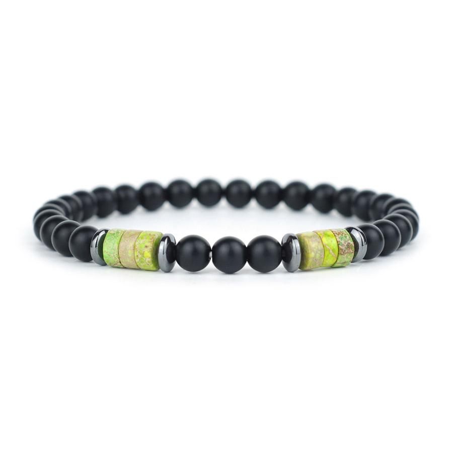 

Noter Handmade Men Strand Bracelet Selected High Quality Imperial Stones 5 Colors Available Energy Healing Meditation Charm зелёный