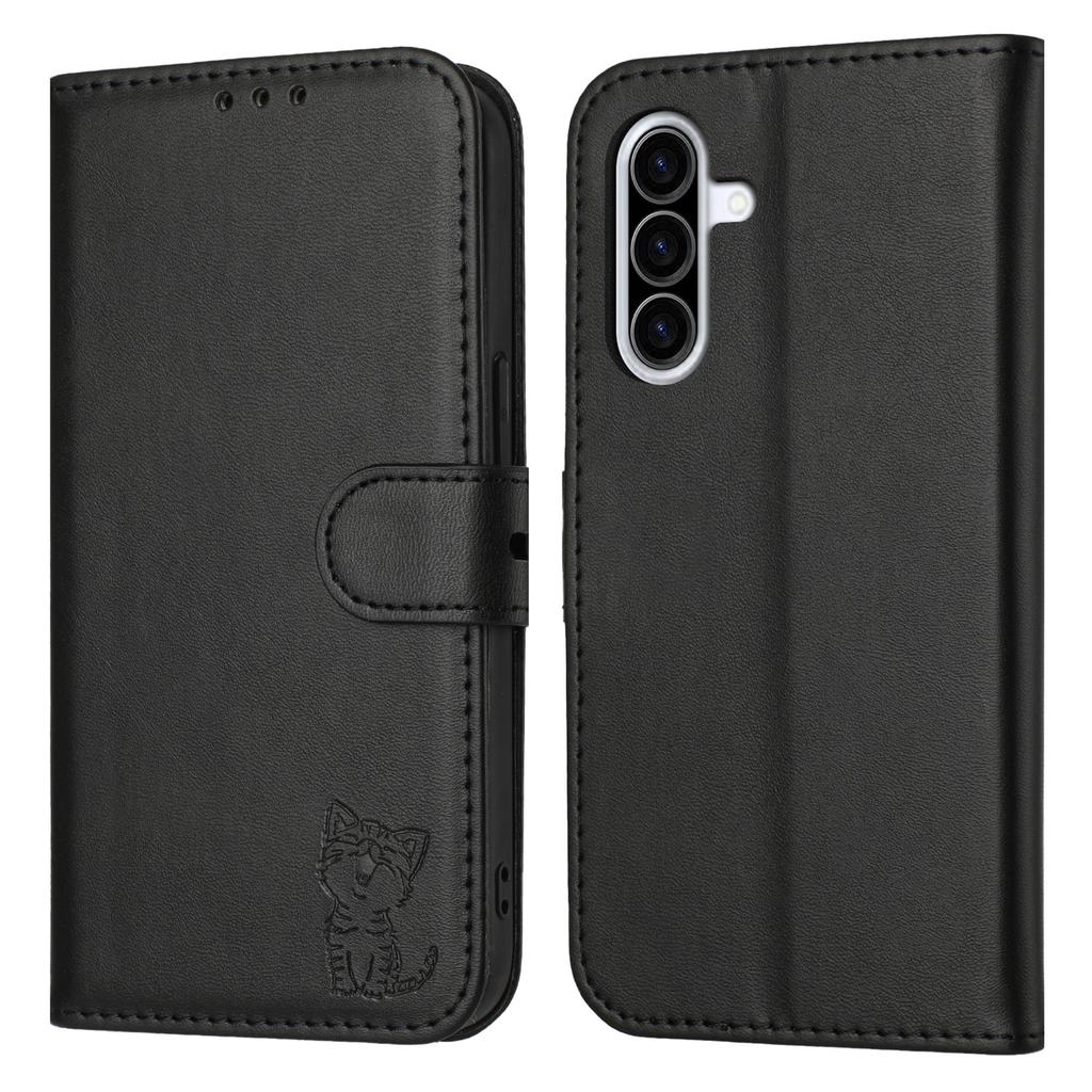 For Samsung Galaxy A17 5G/A26 5G Case Happy Cat Pattern Imprinted Leather Wallet Phone Cover