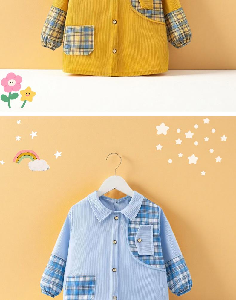 Autumn/Winter Waterproof Coveralls for Babies - Children's Crystal Velvet Stain-Resistant Plaid Bib Shirt & Outerwear