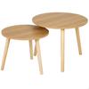 Wooden Side Tables - AKTIVE - Set of 2 - D 40 X 44 Cm - D 50 X 50 Cm - Natural Wood - Capacity 5 Kg - Rustic