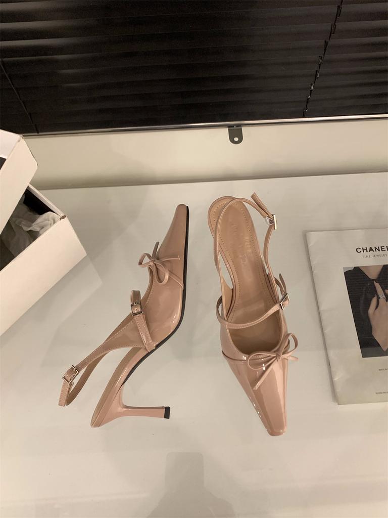 Nischen-Französisch Nude-Rosa High Heels Stilettoabsatz Taschenkopf Sandalen Feenschuhe 2025 Frühling und Sommer mit Rock Einzelne Schuhe