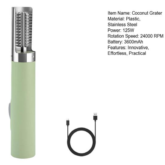 Electric Coconut Grater Machine Handheld Spatula Peeler Shredder with Stainless Steel Rotating Blade Easy One-Button Operation Kitchen Tool