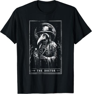 Plague Doctor Tarot Card Graphic Tee Men Casual Short Sleeve Cotton T-Shirt Trip