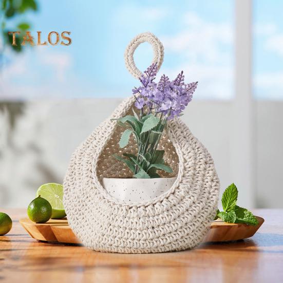 Crochet Hanging Fruit Basket Decorative Handmade Vegetable Storage Basket Mesh Bag Space-Saving Fruit Display Container Home Kitchen Decor