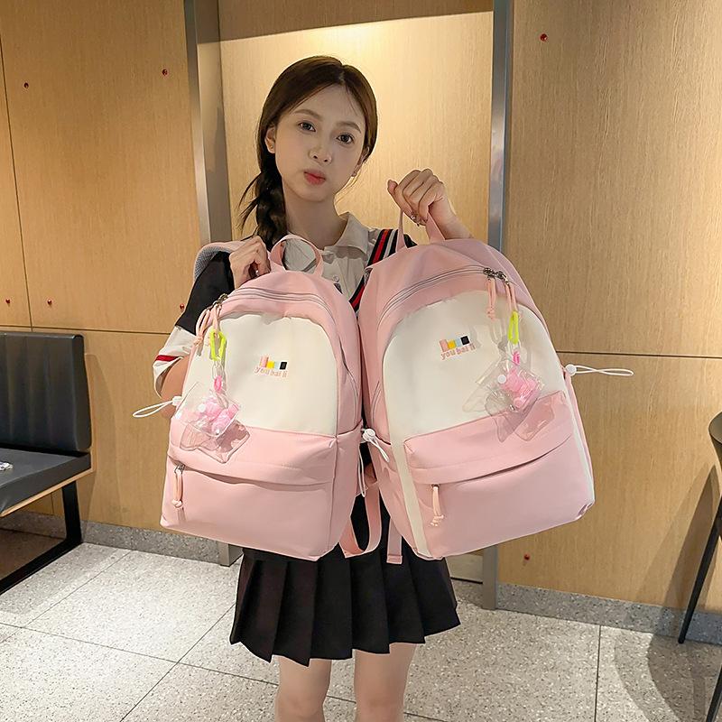 Schoolbag New Backpack, High Appearance for Middle School Students, Large Capacity, Girlish Charm, Japanese Minimalist Backpack