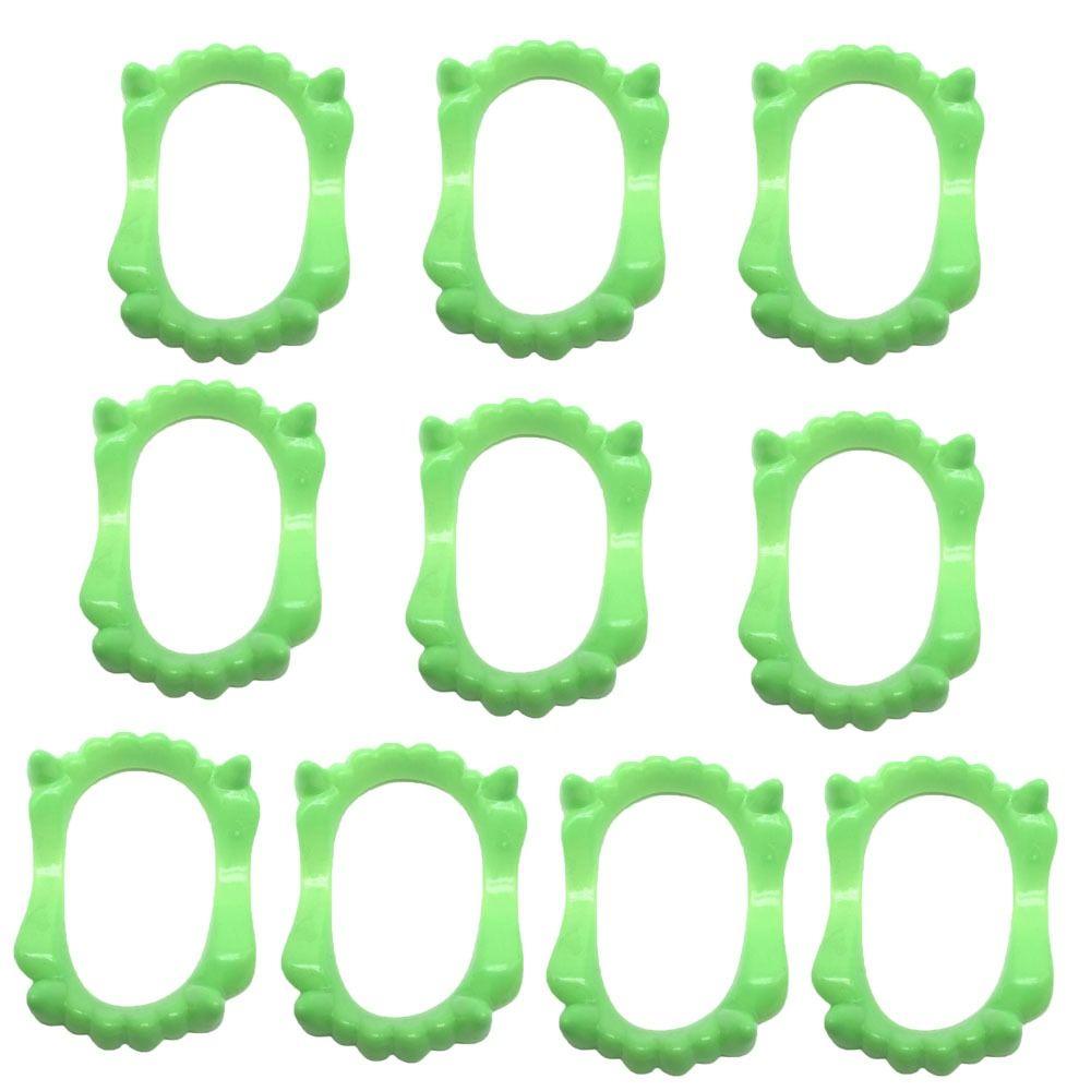 10 Pcs/set Glow Halloween Fake Teeth Plastic Zombie Fake Teeth Funny Luminous Dentures Unisex