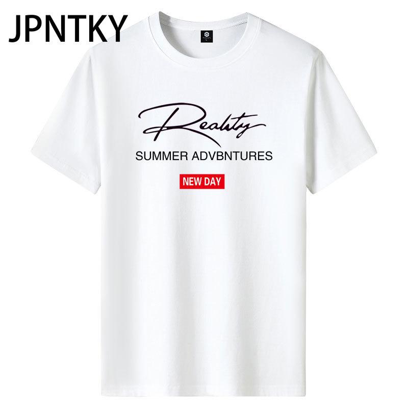 

JPNTKY Хлопковая футболка с коротким рукавом, мужская модная свободная рубашка с коротким рукавом, напечатанная сострадательная рубашка S белый