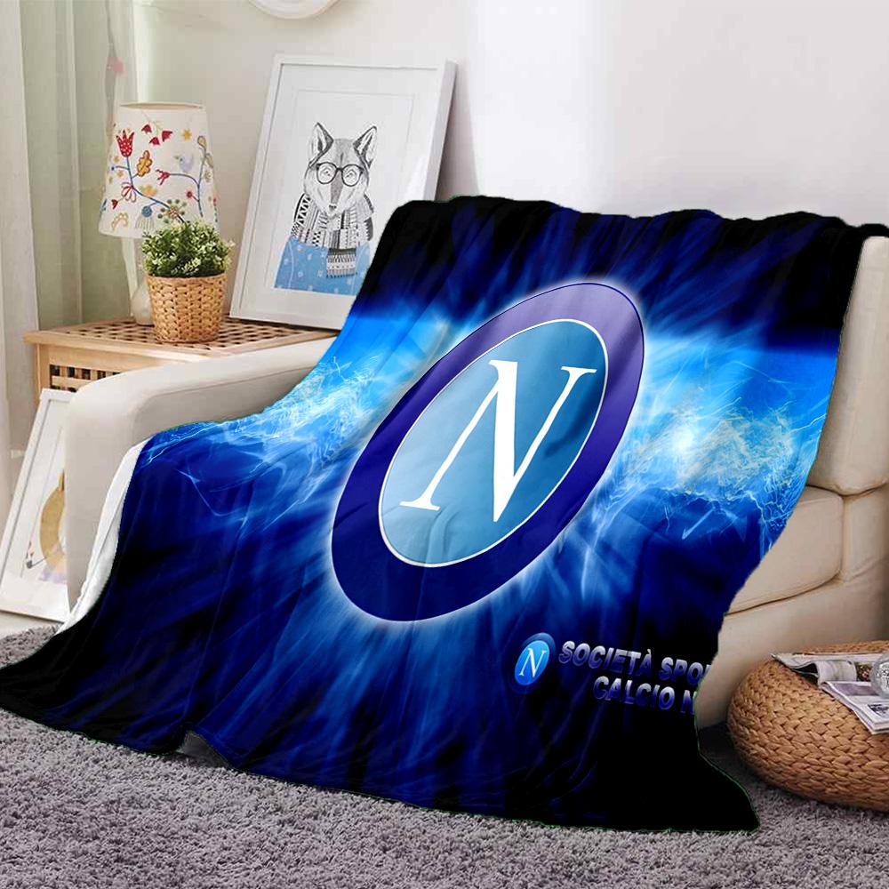 Coperta in Flanella Blu Elettrico con Logo Napoli, Poliestere Morbido, Design Moderno, Per Tutte le Stagioni per Campeggio, Viaggi, Regali per le Feste o Compleanni