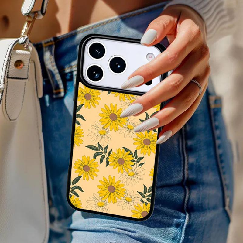 Coque de téléphone florale tournesol pour iPhone 17 Air 14 15 13 12 Max Housse pour Apple 16e 11 Pro Max Plus Coque