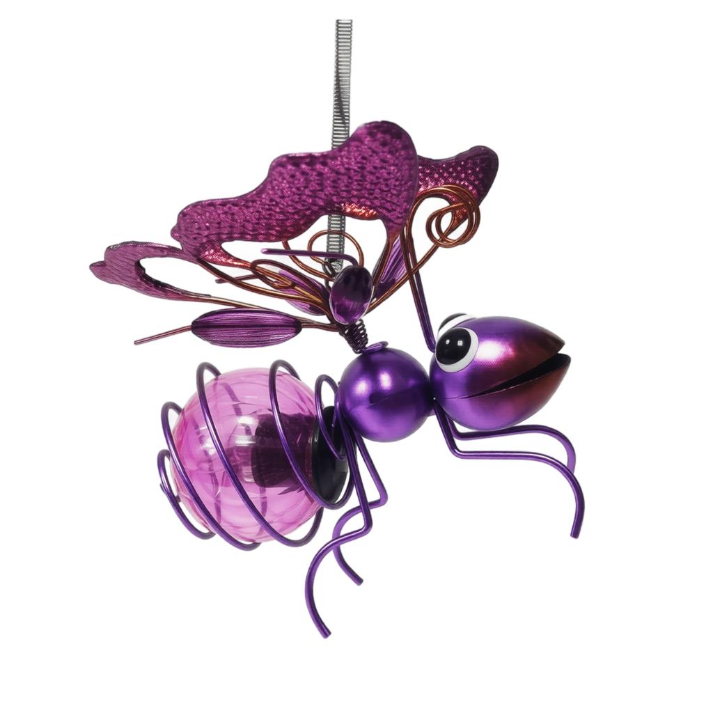 Solar Powered Bee Garden Light Outdoor Decorative Metal Sculpture with Glass Globe for Yard Patio Lawn Pathway Accent Lighting