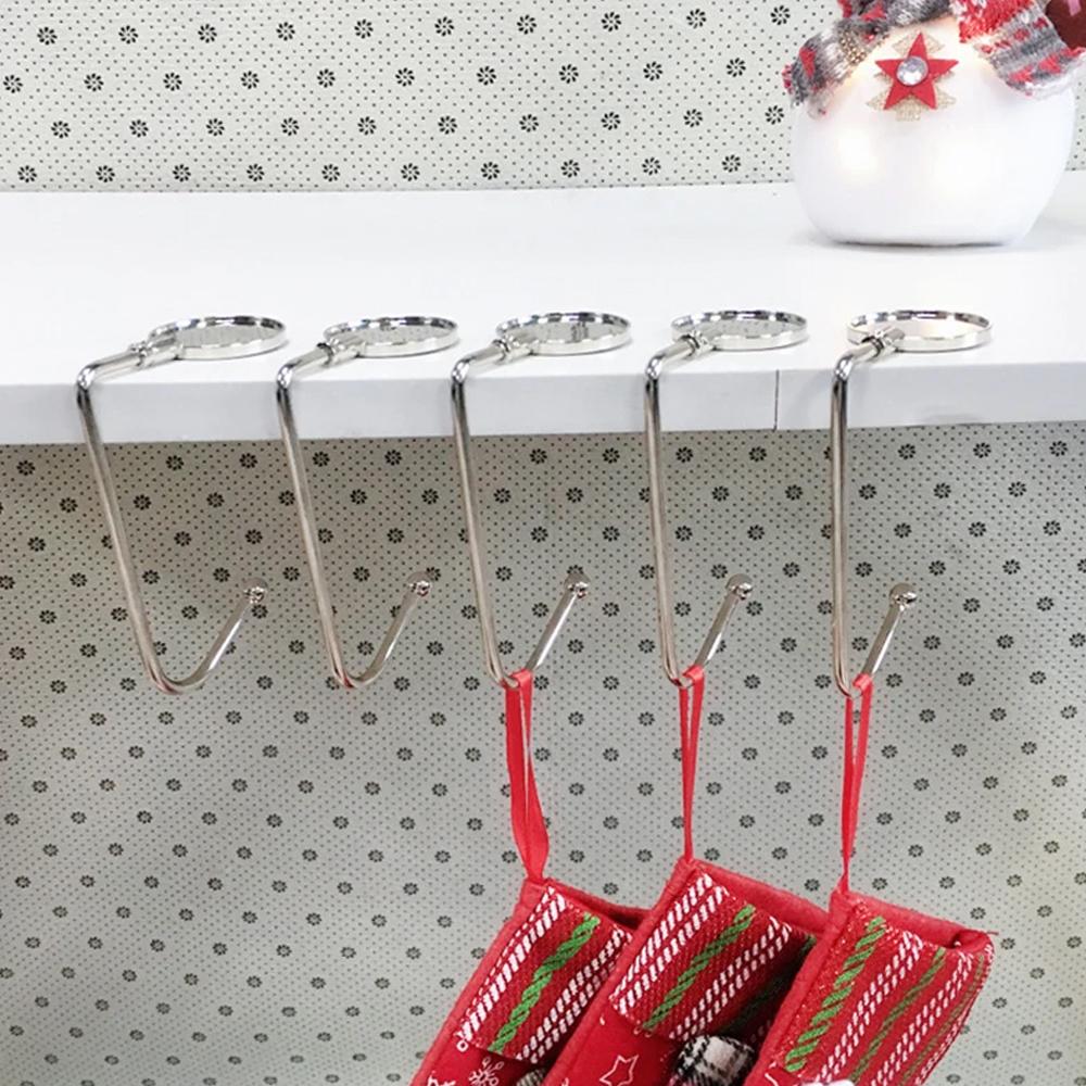 Mantel Hook Holder Fireplace Stocking Hanger for Christmas Set of 3 Sturdy Metal Non-Slip Purse Hook Hanger for Table Desk Fireplace School Bar
