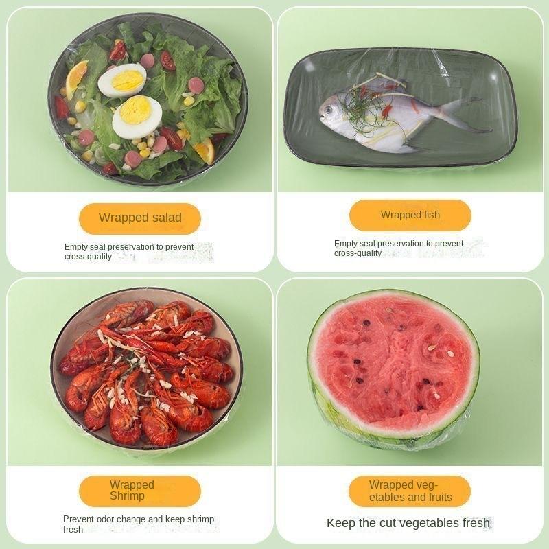 Plastový Jednorázový Potah na Jídlo Barevný Elastický Obal Potahy na Jídlo Víko pro Uchování Čerstvosti Talíř Kuchyň Nylonové Obalové Sáčky Úložný Sáček