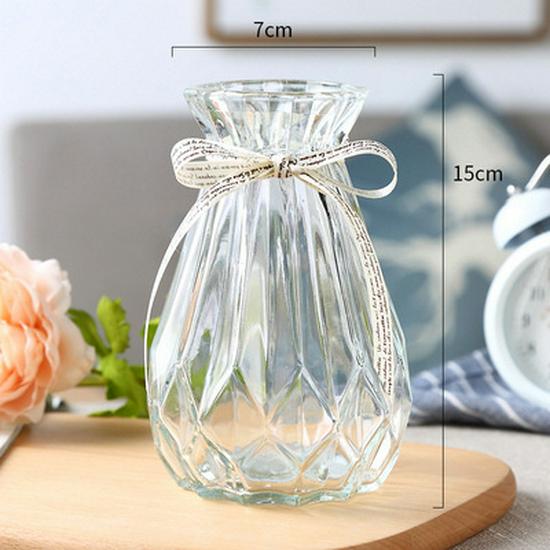 Retro Embossed Transparent Glass Vase: French-Inspired Luxury Home Decor for Living Room