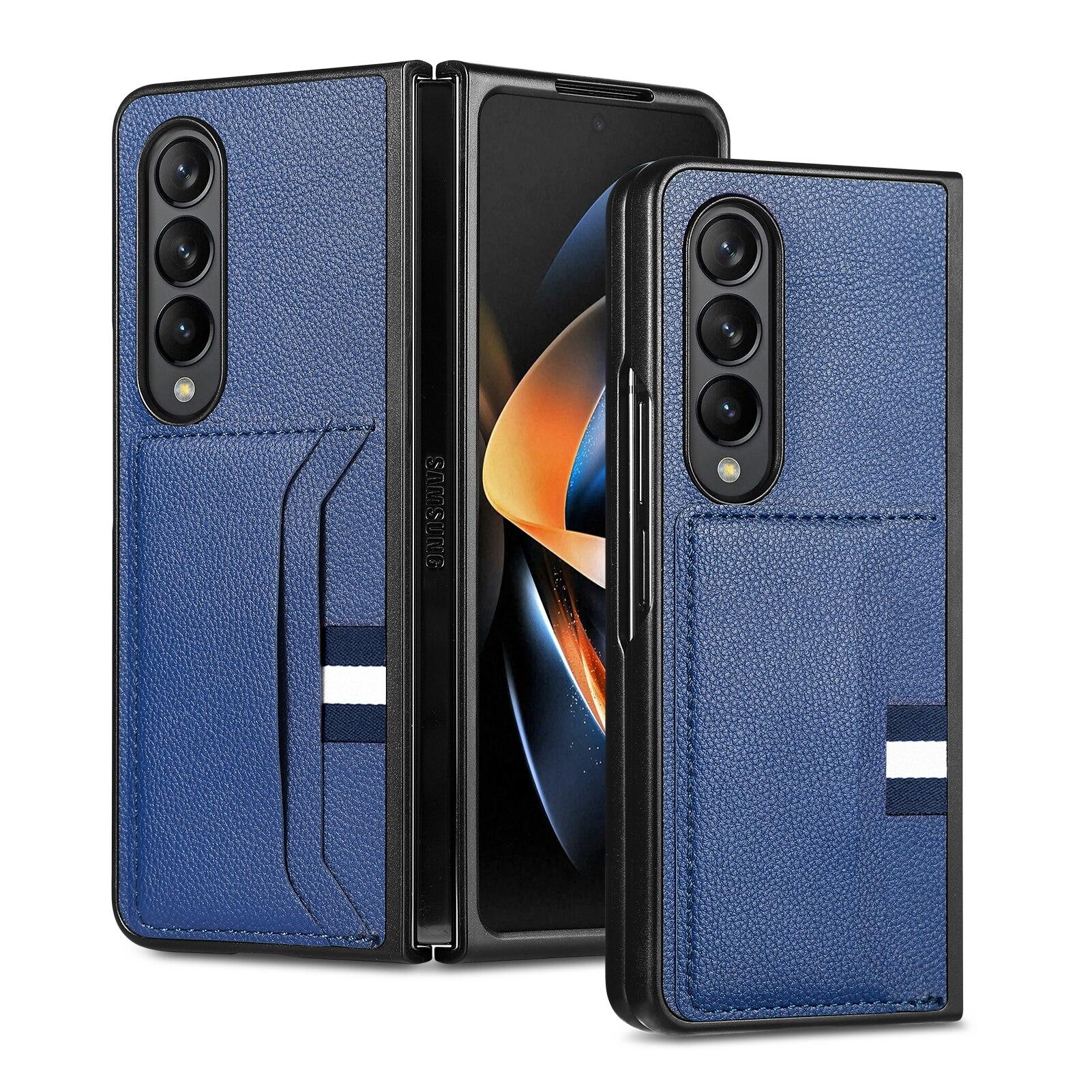 

Slim Fashion Precise Cutout Leather Phone Case for Samsung Galaxy Z Fold 4 Fold3 Fold2 Fold 3 2 Fold4 5G Card Slot Folding Capa