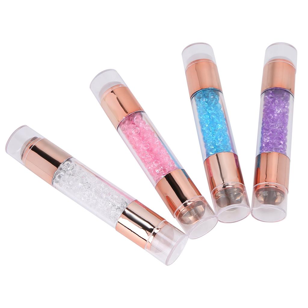 4Sets Manicure Art Stampers Silicone Stamp Pens Double Ended W/Nail Seal Plate for Home Nail Salon
