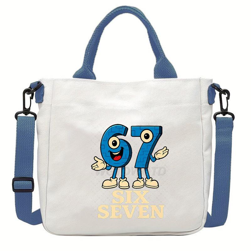 Steal a Brainrot 67 Printed Student Crossbody Bag Casual Canvas Shoulder Bags