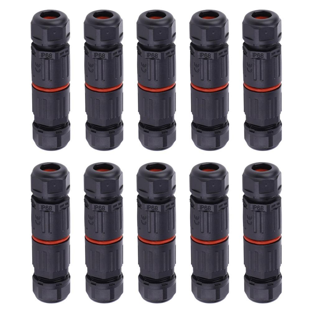 

10PCS Straight Cable Electrical Wire Connector 3Pin Three-Pin Connector Outdoor Plug Socket Outdoor