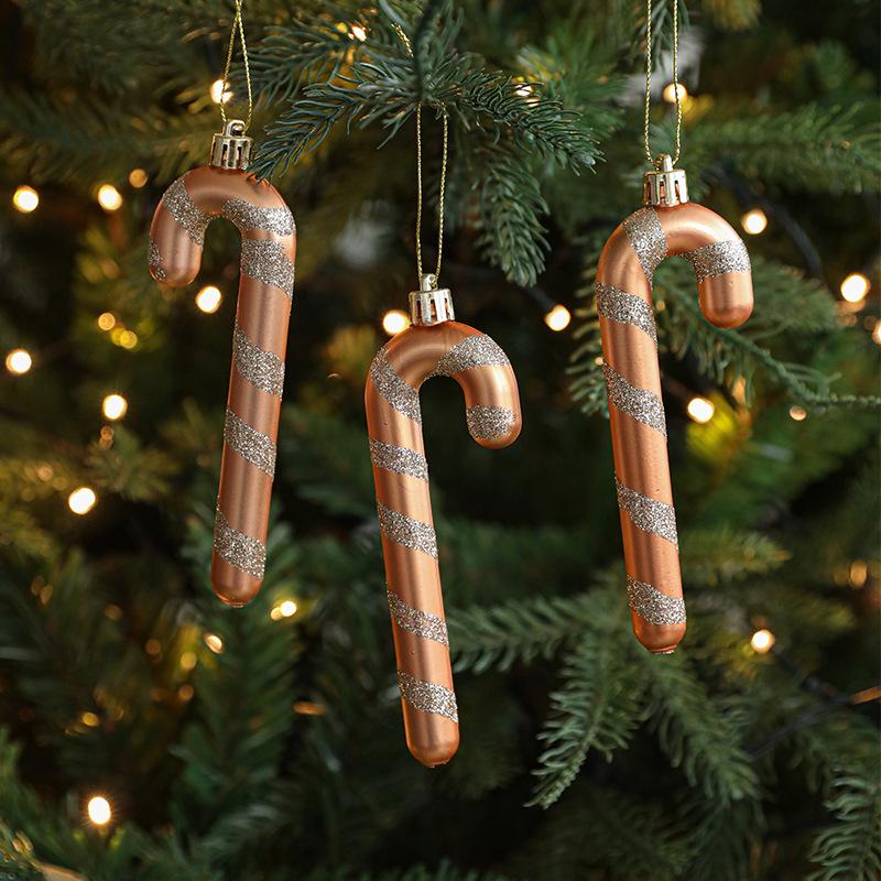 Plastic Champagne Christmas Tree Pendant Set: Creative Hanging Ornaments for Festive Decoration and Atmosphere.