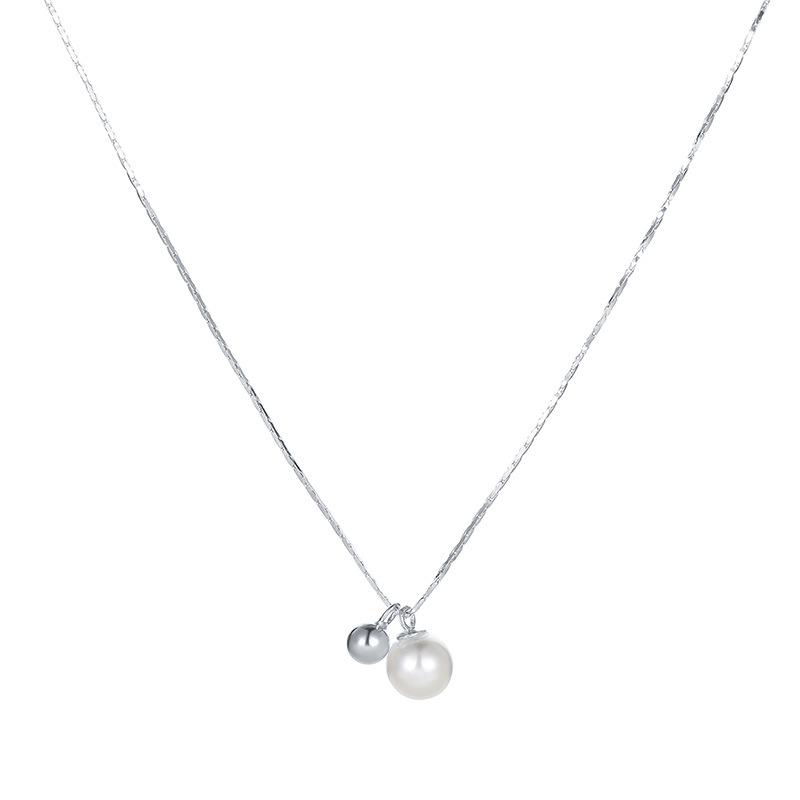 S925 Silver Niche Silver Ball Pearl Necklace Women's 2025 Cold Wind Commuter Necklace Jewelry