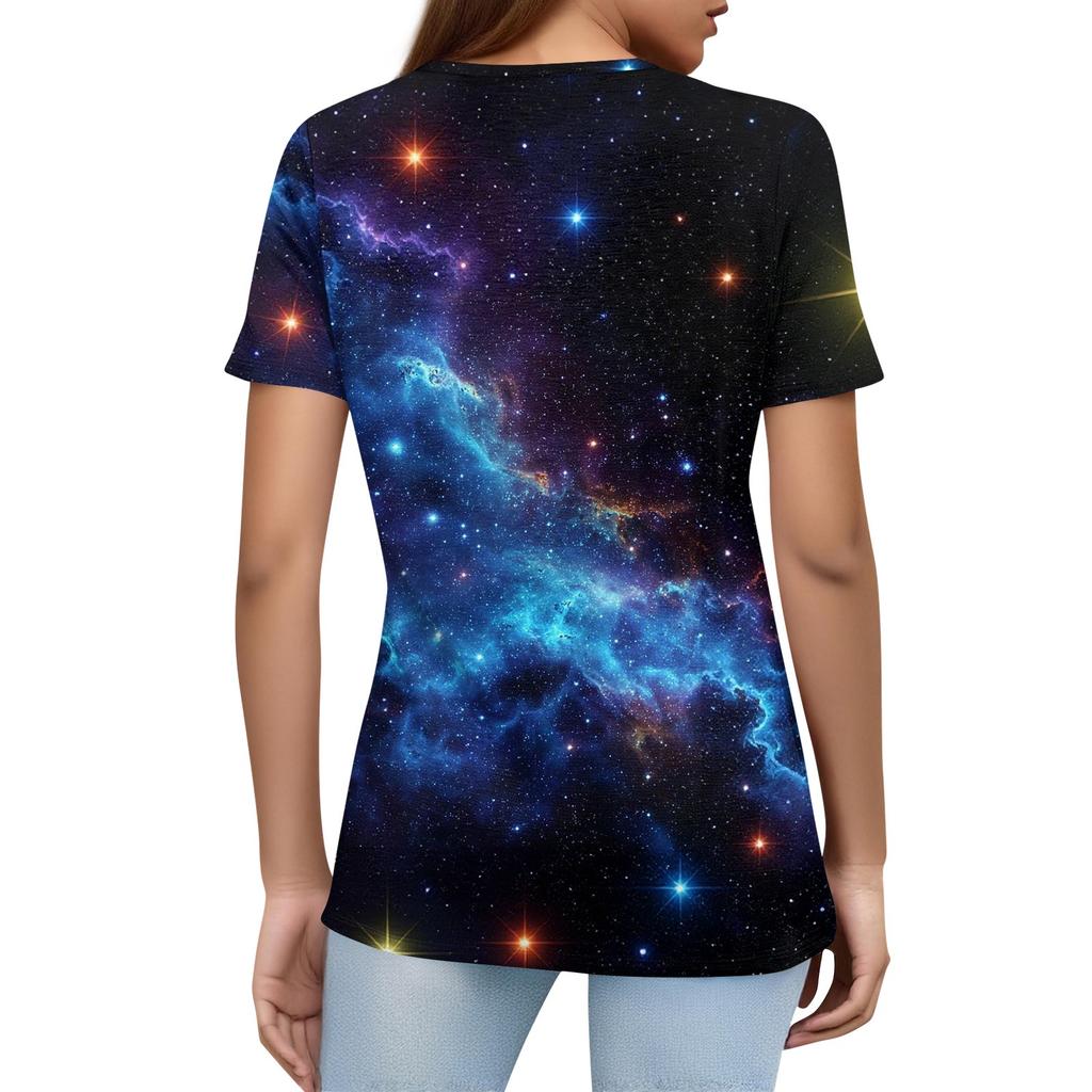 Damska Koszulka z Nadrukiem Guziki Krótki Rękaw Codzienna Weekendowa Moda Podstawowy Dekolt V Regularny Top