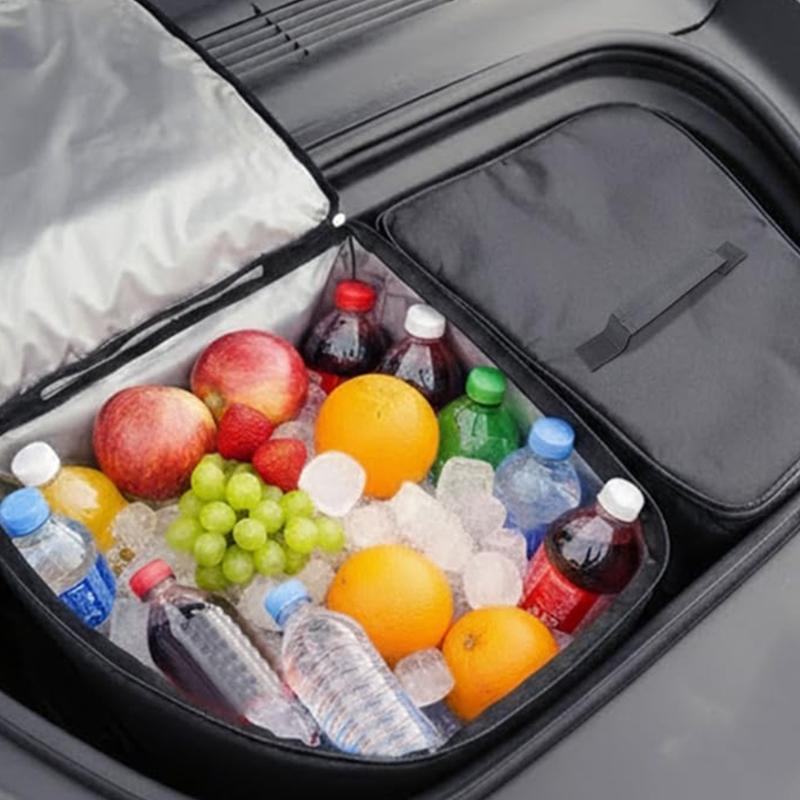 Custom Fit Frunk Storage Bin Set For Collapsible Insulated Bags With Carrying Handles For Groceries Road