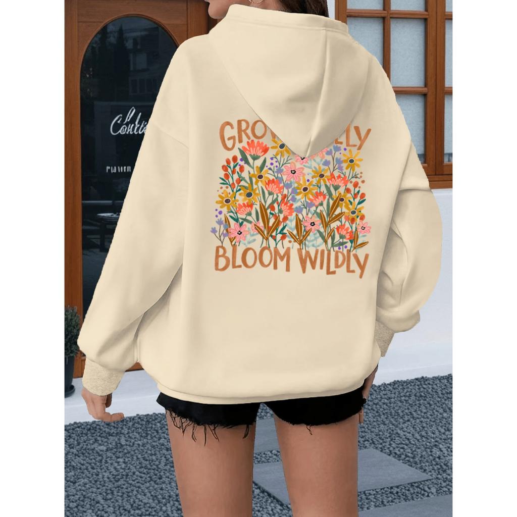 Boho Daisy Flowers Sweatshirt Grow Freely Bloom Wildly Wildflowers Trend Hoodie Women Long Sleeve Vintage Floral Bohemia Hoody