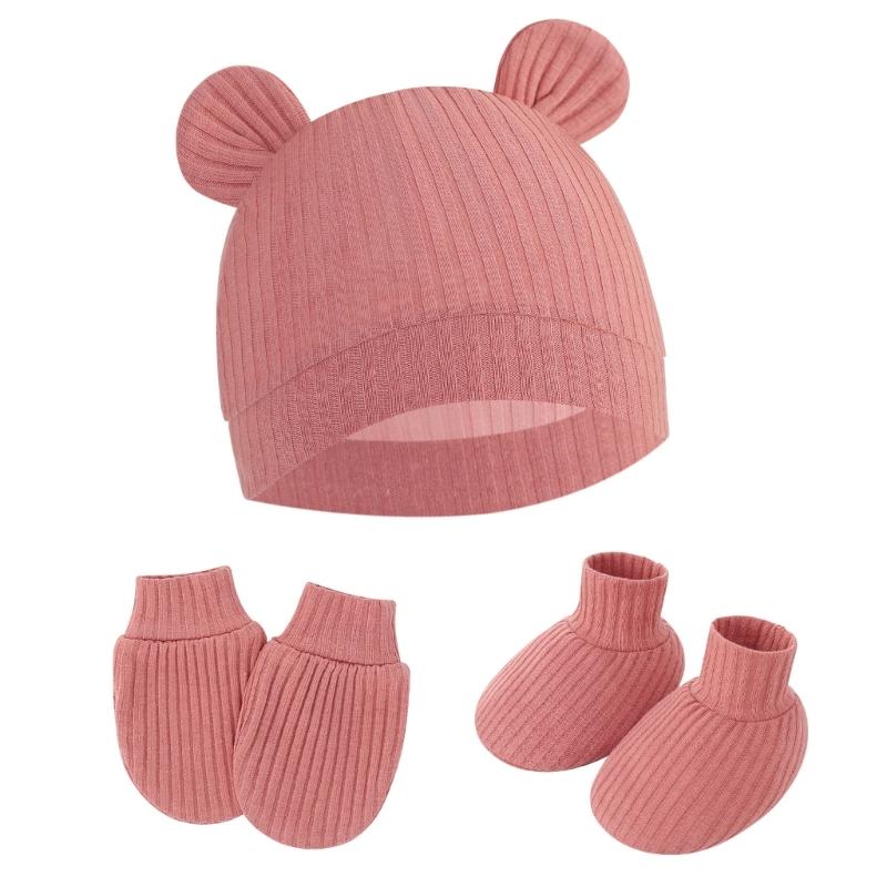 No Scratch Mittens Socks Nursery Hat Baby Mittens Cotton Gloves Hat Footwear Breathable Gloves for Boys Girls