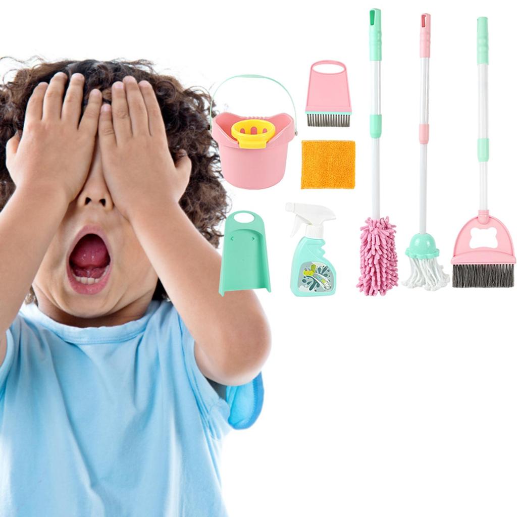 Kids Cleaning Set Enlightenment Detachable Broom Hanging Stand for Games Household Boys and Girls Children