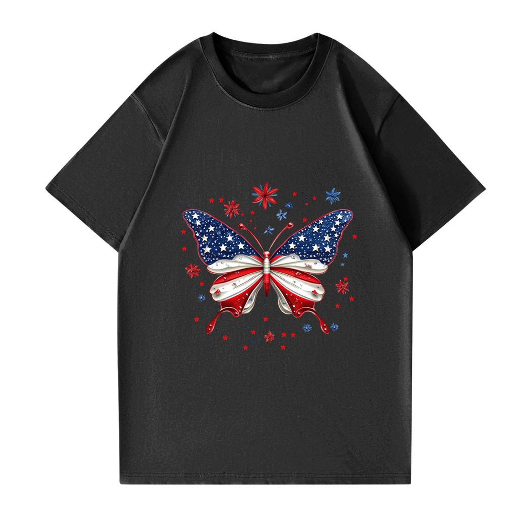 Women's Round Neck Printed Short-sleeved T-shirt Top